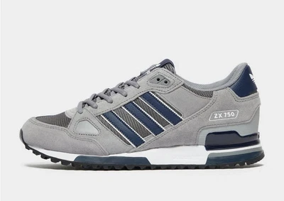 adidas Originals ZX 750 in Grey and Dark Blue All Sizes Limited Stock - Image 1 of 4