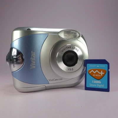 Vivitar Digital Camera Vivicam 3785 3.0MP Blue Silver Tested - Image 1 of 4