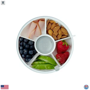 GoBe Spinner Snack per Bambini a 5 Scomparti, Senza Sversamento, Riutilizzabile, Grigio, Cinghia a Mano - Foto 1 di 6