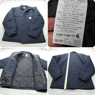 Jaqueta Carhartt Masculina Grande Azul Marinho Lona Colcha de Pato Forrada Isolada Casaco de Trabalho C003 - Imagem 1 de 4