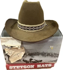 Vtg John B. Stetson 3X Beaver Durant Whiskey Brown Cowboy Hat Size 7 1/4 W BOX - Picture 1 of 22