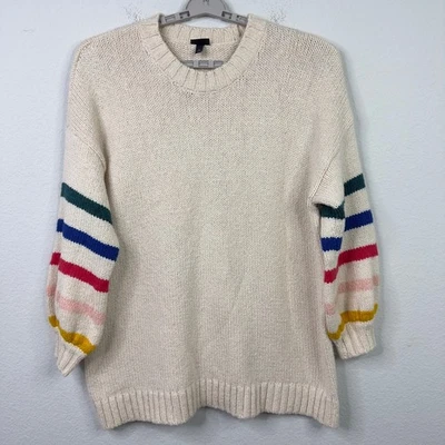 Torrid Sweater Womens 2/2X Cream Colorful Stripe Knit Preppy Boho Minimalist - Image 1 of 4