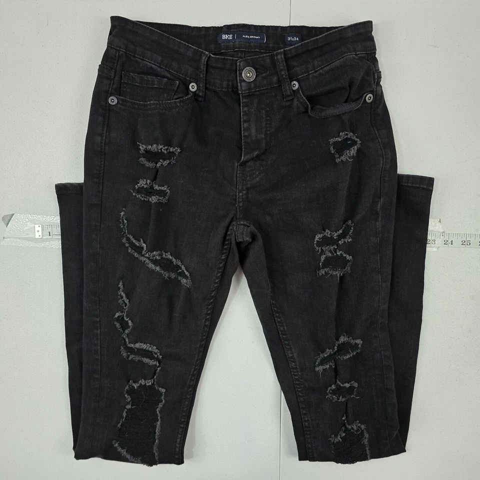 BKE Alec Skinny jeans 31x34 distressed black denim mens slim 4891 - Image 1 of 4