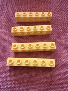 LEGO 3894 Technic Brick 1x6 with 5 Holes Yellow - 4 Pcs - Picture 1 of 3