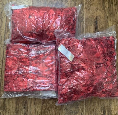 NEW Aviva Stanoff Blanket & 2 Pillows Set Bright Red Sequin Luxury Throw Soft - Image 1 of 4