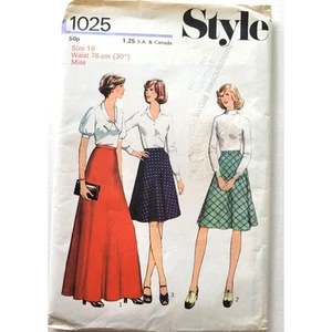 Vintage Sewing Pattern Bias Flared Skirt Floor Length 70s Waist 30" Style 1025 - Picture 1 of 5