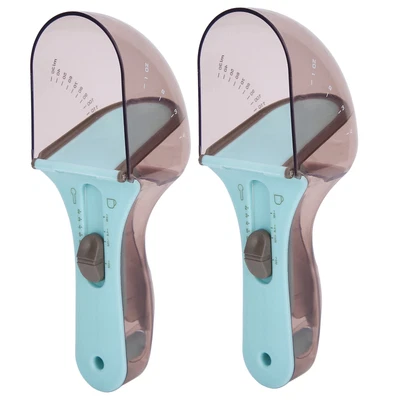 2 Pieces Sliding Measuring Spoon Cup–Adjustable Volume Kitchen Tool (Dry/Liquid) - Image 1 of 4