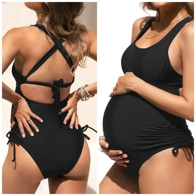 CUPSHE Women Maternity Swimsuit One Piece Crisscross Self Tie Back Medium $40 - Image 1 of 4