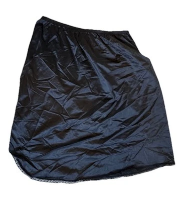 "De colección Mujer PEQUEÑO Vanity Fair Negro Encaje Ribete Sedoso 18"" Largo Medio Deslizamiento 11-760" Foto 1 de 4