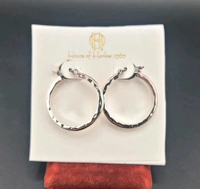 Pendientes de aro HOUSE OF HARLOW 1960 tono plata perforados joyería de moda  Foto 1 de 4