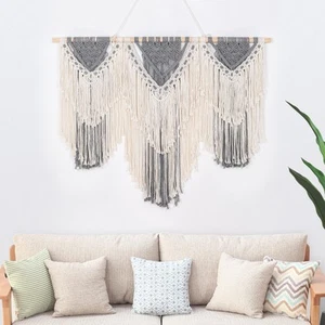 Large Macrame Wall Hanging 43 Inches Natural Cotton Rope Handmade Macrame Wal... - Picture 1 of 8