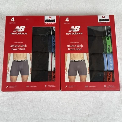 Paquete de 4 calzoncillos boxer de malla atléticos New Balance negros medianos #NB3015-4 NUEVOS EN CAJA Foto 1 de 4