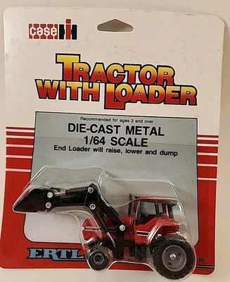 Винтажный 1988 ERTL #212 литой металл масштаб 1/64 чехол IH трактор с погрузчиком. Красный - Изображение 1 из 4