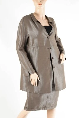 CHADO RALPH RUCCI - Brillante Platino Chaqueta Abrigo Falda Conjunto Traje - Talla 14 Foto 1 de 4