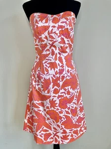 Tibi Sz 4 Vintage Dress Retro Pink Floral Stretch Strapless Sweetheart Cut Out - Picture 1 of 20