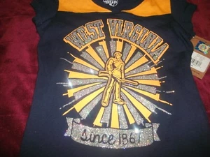 NWT West Virginia Mountaineers Girls T-Shirt Tee Navy Blue sizes XS-XL (B128) - Picture 1 of 4