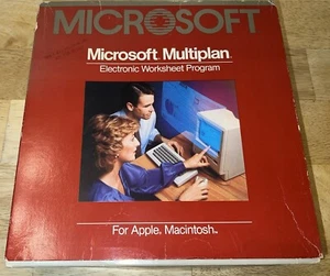 Microsoft Multiplan 1.0 1984 Pre-Excel foglio di calcolo SCATOLA Macintosh 128K PROPRIETARIO DI UN MAC - Foto 1 di 24