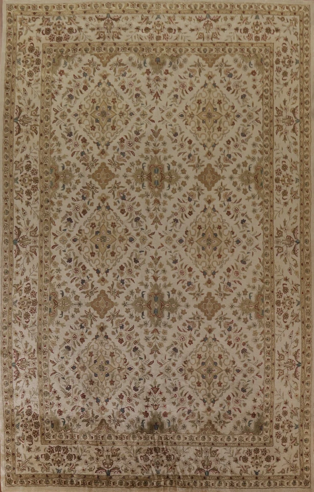 Transitional Floral Agra Area Rug 10x14 Hand-tufted Wool Large Beige Carpet - Image 1 of 4