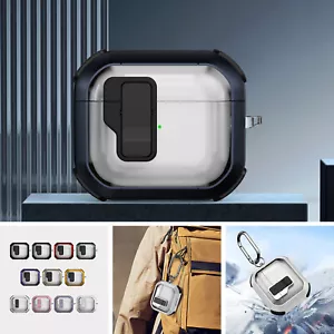 Secure Lock Clear Protective Case For Airpods 4 3 2 1 Gen/Pro 2 1 Keychain Cover - Picture 1 of 20