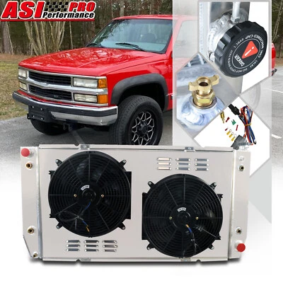 3 Row Radiator Shroud fan For 1994-2000 Chevy GMC C/K 2500 3500 Pickup 7.4L V8 - Image 1 of 4