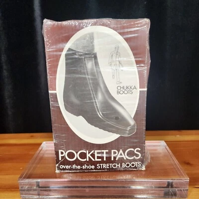 Botas de chuva Chukka Pocket Pacs over-the-shoe STRETCH TAMANHO. Med 8.5-9.5 Antigo - Imagem 1 de 4