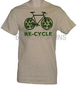 1-RE-CYCLE BICYCLE RECYCLE "GO GREEN" WEAR ENVIRONMENT GRAPHIC PRINTED TEE-SHIRT - Picture 1 of 7