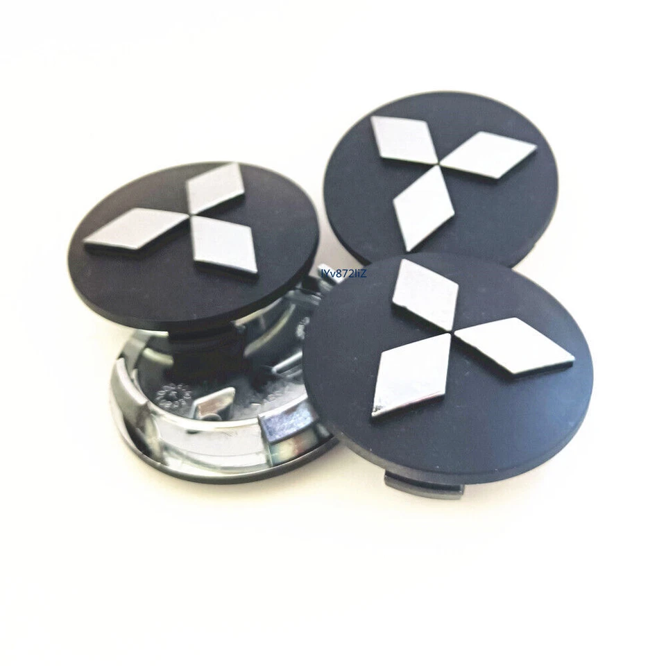 Tapacubos central de rueda de coche cromados 60 mm 2,35"" negro plata tapas para Mitsubishi Foto 1 de 1