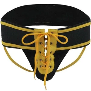New mens jockstrap heavy thong yellow fetish erotica g string underwear rubber - Picture 1 of 2