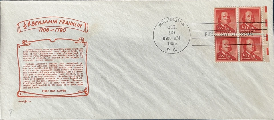 Pent Arts 1030 Benjamin Franklin 1/2 Orange #10 Text Two Cent Postage  - Image 1 of 1
