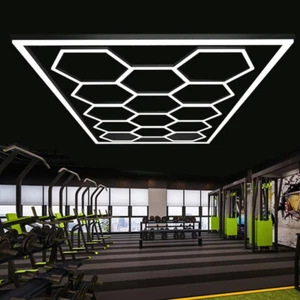 LED Hexagon Beleuchtung Werkstatt Studio Garage Autohaus 14 GRID 220V 2 Jahre - Bild 1 von 18