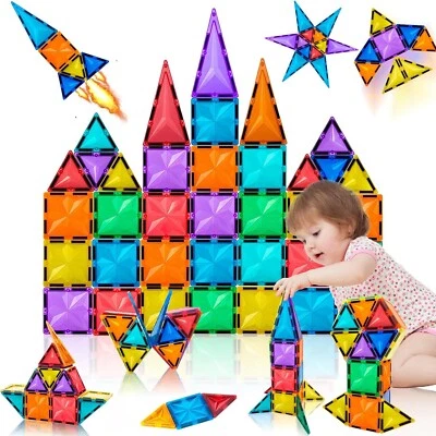 HIFEN WHOLESALE 110Pcs Magnetic Building Tiles Set Kids Creative 3D Educational Construction Toy
