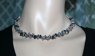 Gargantilla Collar Corto Rosa Natural Uno De 50 'FLORA' Plateado Cuentas y Cristales Foto 1 de 4