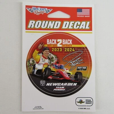 2024 Indy 500 Decal Round Back 2 Back Winner Josef Newgarden #2 Shell Penske - Image 1 of 4