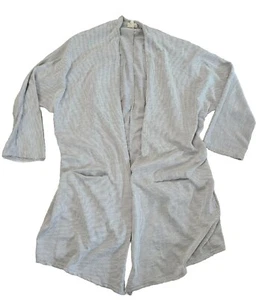 Donni Cardigan One Size Waffle Neutral Striped Open Front Pockets - Picture 1 of 6