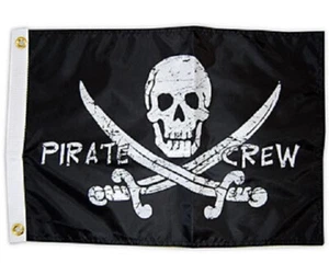 PIRATE CREW 12"x18" Two Sided Flag Outdoor 200denier Fabric USA Home Boat - Picture 1 of 7