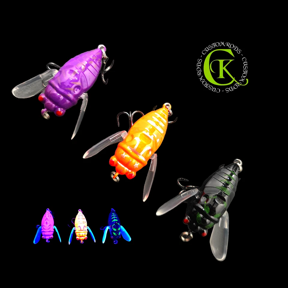 3x Zikade 4cm Insekt UV Topwater Wobbler Jerk Popper Jerkbait Kunstköder Barsch - Bild 1 von 1