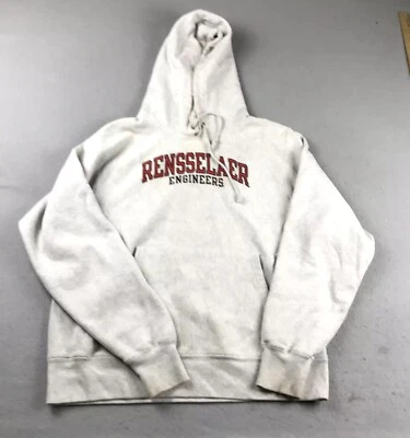 Champion Reverse Weave Hoodie Mens Medium Gray Rensselaer Engineers Sweatshirt * - Image 1 of 4