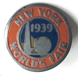 PINBACK DE METAL COLECCIONABLE ORIGINAL DE COLECCIÓN 1939 FERIA MUNDIAL DE NUEVA YORK PIN TRASERO - Imagen 1 de 5