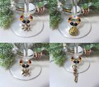 4 Hand Made Halloween Wine Glass Charms Gothic Skeleton Scull Supports🐶Charity