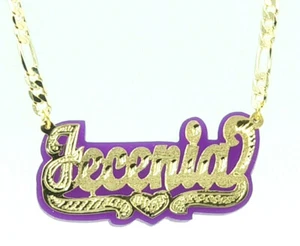 PERSONALIZED 14K GOLD PLATED ANY COLOR ONYX BACKGROUND ANY NAME/COLR UP TO 9 - Picture 1 of 3