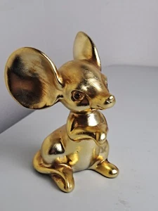 VTG. MCM 4.5" Tall Gold Metallic 1960's Mouse Figurine- Unmarked - Picture 1 of 6