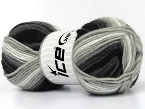 4-Skein Lot Ice Yarns Nice Baby Yarn Acrylic 4/100g/195m Black Grey Shades - Picture 1 of 4