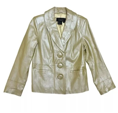 Terry Lewis Classic Elements Size L Vintage Genuine Leather Jacket Yellow Gold - Imagem 1 de 4