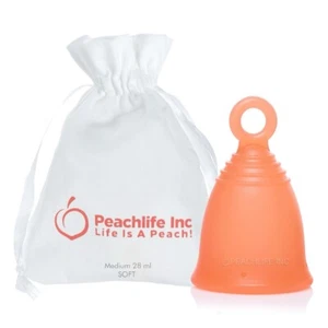 Peachcup Silicone Ring Menstrual Cup with Loop Pull Stem | 12h Period Protection - Picture 1 of 14