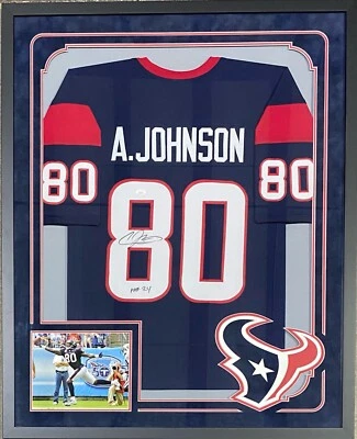 Andre Johnson Signed Autographed Framed Blue HOF 24 Jersey JSA Authenticated Foto 1 de 4