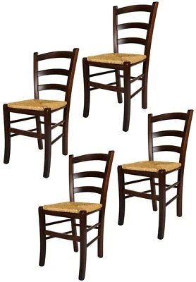 SEDIA PAESANA VENEZIA SEDUTA PAGLIA MASSELLO PER CUCINA SALA DA PRANZO SET DA 4 - Immagine 1 di 4