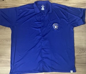 Camicia Milwaukee Brewers Fanatics uomo taglia 3XL blu con bottoni manica corta - Foto 1 di 8