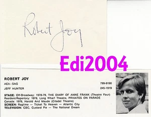 ROBERT JOY Vintage Original RARE AUTOGRAPH CARD Signed & Magazine Clipping - Bild 1 von 3