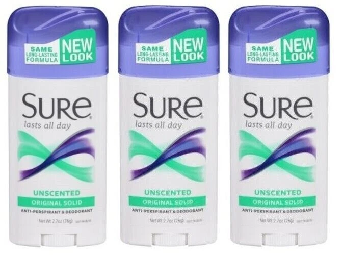 BL Sure Deodorant 2.7oz Original Solid Unscented X 3 Counts - Image 1 of 1