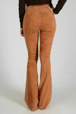 PVP €1400 Auténticos Pantalones DROME Gamuza Cintura Alta Pierna Ancha Cuero Talla S  Foto 1 de 4